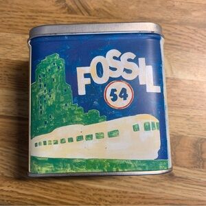 Vintage Collectible FOSSIL WATCH TIN~Storage~bohemian